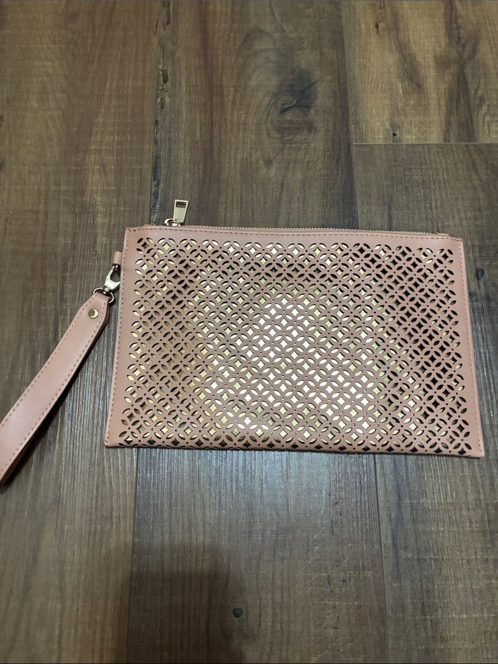 Madison West Blush Laser-Cut Wristlet Clutch